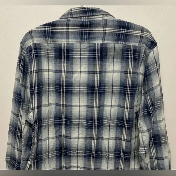 Flag & Anthem Mens Plaid Shirt Button Up Large Adult Blue Navy White NWT - Picture 8 of 13